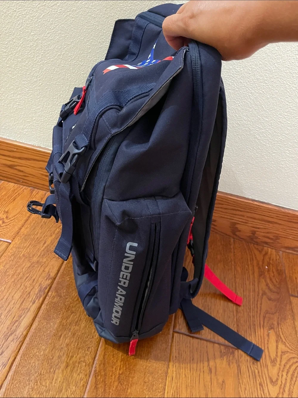 Under Armour Navy Backpack with American Flag Project Rock